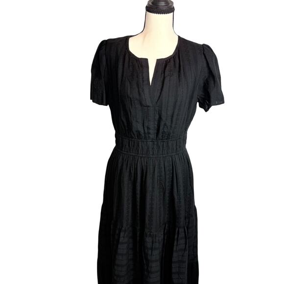 Walmart Dresses & Skirts - Black Midi Dress Size M Puff Sleeve Elastic Waist Casual Minimalist